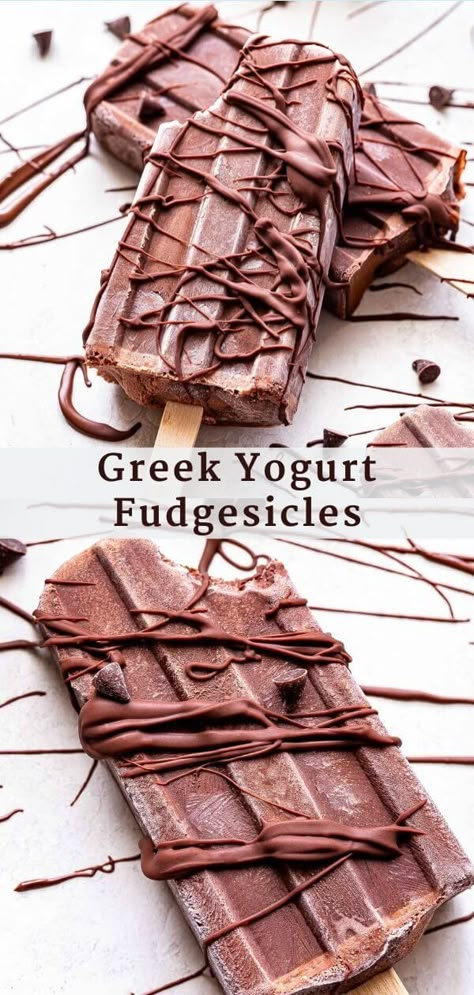 Fudge Popsicle Recipe, Fudgesicle Recipe, Chocolate Greek Yogurt, Yogurt Frozen, Fudge Pops, Chocolate Popsicles, Chocolate Yogurt, Recipe Categories, Yogurt Popsicles