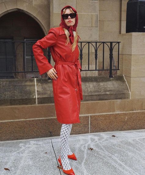 Winter Nyc, Always Judging, It Bags, Ace Hotel, Slicked Back Hair, Red Coat, Neck Scarf, Fashion Killa, Who What Wear