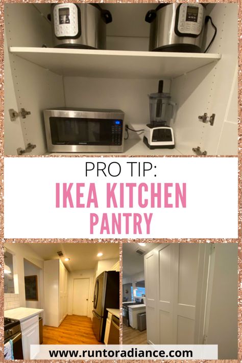 Kitchen Remodel Money-Saving Tip: Ikea Pantry Cabinet Ikea Kitchen Pantry Ideas, Stand Alone Kitchen Pantry Ikea, Ikea Pantry Cupboard, Walk In Pantry With Ikea Cabinets, Ikea Sektion Pantry Hack, Diy Tall Kitchen Cabinets, Pantry Using Ikea Cabinets, Pantry With Ikea Cabinets, Ikea Pantry Cabinets