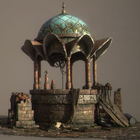 Zbrush Environment, Stone Well, Old Well, Environment Props, Props Concept, 3d Environment, Ange Demon, Building Concept, Fantasy Props