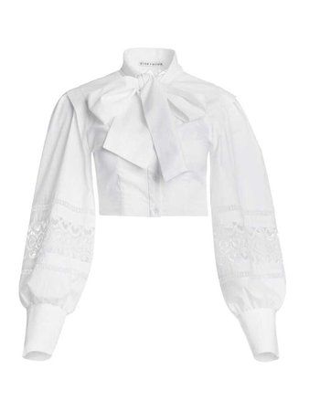 Fancy White Tops, White Crop Blouse, Bow Crop Tops, Bold Dresses, Fancy Tops, Future Clothes, Cropped Blouse, Alice And Olivia, Ulzzang Fashion