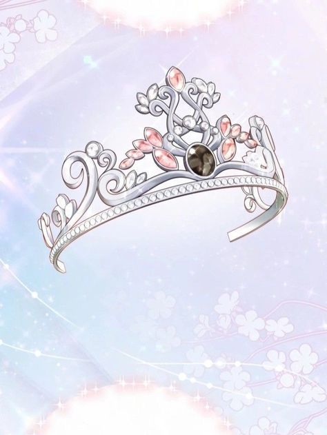 Manhwa Crown, Tiara Drawing, Manga Jewelry, Fantasy Crown, Vestidos Anime, Crown Drawing, Necklace Drawing, Girls Crown, Pink Crown