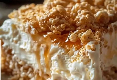 Gordon Ramsay | Rice Krispie Treat Cheesecake | Facebook Rice Krispie Treat No Bake Cheesecake, Rice Crispy Cheesecake, Rice Krispie Treat Cheesecake, Rice Krispie Cheesecake, Rice Krispie Cheesecake Recipe, Rice Krispies Cheesecake, Easy Cream Cheese Recipes, Rice Krispie Cakes, Crunchy Rice