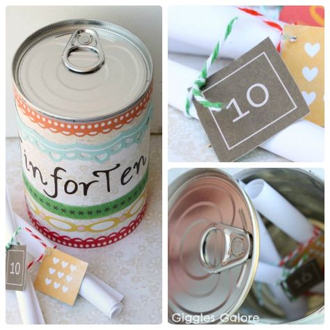 10 Year Wedding Anniversary / Celebration Gift Idea: DIY Tin for Ten Gift 10th Anniversary Gift Ideas, Anniversary Gift Ideas For Husband, Ten Year Anniversary Gift, 10 Year Wedding Anniversary Gift, Diy Anniversary Gifts For Him, Tin Anniversary Gifts, Anniversary Diy, Second Anniversary Gift, Tin Anniversary