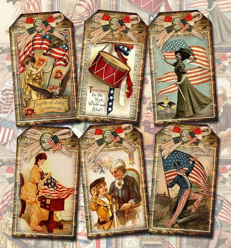 RuSTiC PaTriOtiC Americana Vintage ArT Hang/Gift by thephotocube, $2.50 Rustic Americana, Americana Vintage, Primitive Americana, Printable Collage Sheet, Fourth Of July Decor, Gift Tag Cards, Vintage Americana, July Crafts, Patriotic Decorations