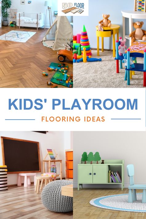 When it comes to choosing flooring for your kids' playroom, it's important to select floors that can withstand all the activity that takes place as your children play! Check out our tips for selecting the best playroom flooring for your home. #flooringideas #playroomideas Soft Flooring For Playroom, Playroom Flooring Ideas, Kids Playroom Flooring, Best Playroom, Playroom Floor, Unique Kid Rooms, Playroom Flooring, Basement Playroom, Toddler Playroom