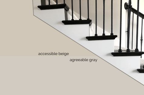 Accessible Beige Vs Agreeable Gray, Gray And Beige Bathroom, Accessible Beige Sherwin Williams, Sherwin Williams Accessible Beige, Indoor Paint Colors, Beige Wall Colors, Front Door Color, Sugary Treats, Agreeable Gray Sherwin Williams