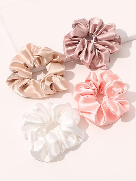 4pcs Simple Plain Scrunchie Fashion Hair Accessories, Latest Hairstyles, Floral Hair, Ponytail Holders, Scrunchie Hairstyles, Mode Inspiration, Hair Tie, Trendy Fashion Women, Hair Ties