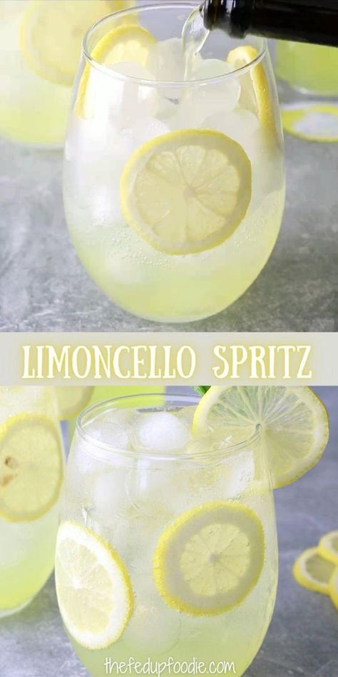 Limoncello Drinks, Limoncello Spritz, Limoncello Cocktails, Italian Liqueur, Drinks Summer, Spritz Recipe, Cocktail Drinks Alcoholic, Boozy Drinks, Summer Cocktail Recipes