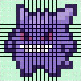 Alpha pattern #153193 | BraceletBook Gengar Cross Stitch Pattern, Gengar Perler Bead Pattern, Invader Zim Alpha Pattern, Perler Sprites, Gengar Alpha Pattern, Crochet C2c Pattern Free Charts, Gengar Perler, Small Pixel Art Grid, Pokemon Alpha Pattern