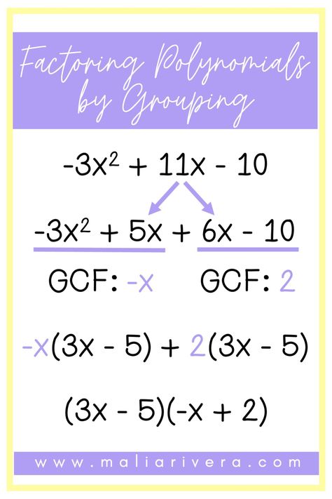 Teaching Students How to Factor Polynomials - Math with Ms. Rivera How To Factor Polynomials, Factoring Polynomials Notes, Factor Polynomials, Polynomials Notes, Factoring By Grouping, Math Factors, Test Notes, Polynomials Worksheet, Algebra Notes