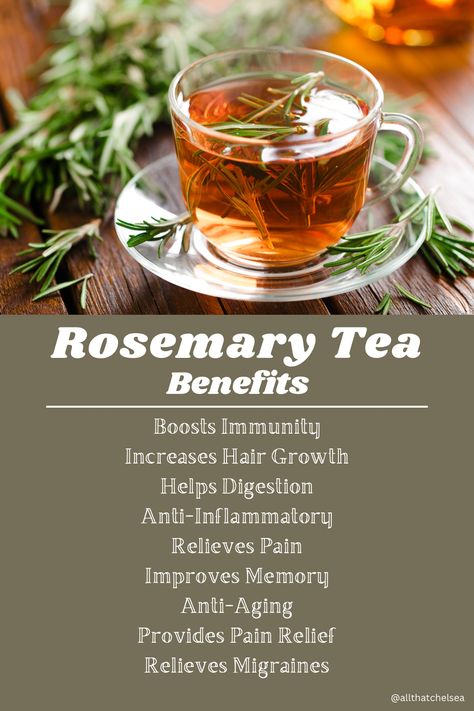 Discover the amazing rosemary benefits for memory, digestion, and hair growth. Learn how to incorporate rosemary tea, essential oil, and rosemary capsules into your wellness routine to improve your overall health. Find out more about the health-boosting power of rosemary on our blog! Rosemary Uses Health, Rosemary Herb Benefits, Benefits Of Rosemary Tea, Rosemary Tea Benefits, Rosemary Tea Recipe, Rosemary Health Benefits, Uses For Rosemary, Rosemary Benefits, Best Teas For Health