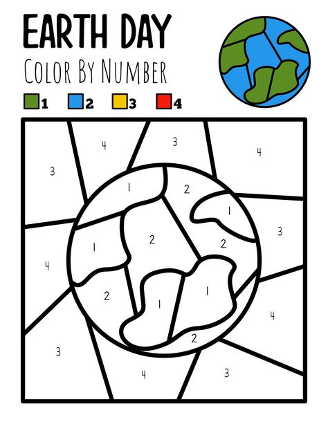 Earth Day Color By Number, Pre K Lesson Plans, Earth Day Worksheets, Earth Activities, Number Printables, Earth Day Coloring Pages, Earth Week, Earth Craft, Earth Day Projects