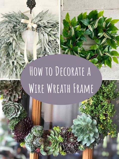 How To Use Wire Wreath Frames, Metal Frame Wreath Diy, Wire Frame Wreath Diy, How To Use A Wire Wreath Form, Wreath Using Wire Frame, Cheap Diy Wreath, How To Make A Vine Wreath, Diy Wreath With Wire Frame, Wire Hoop Wreaths