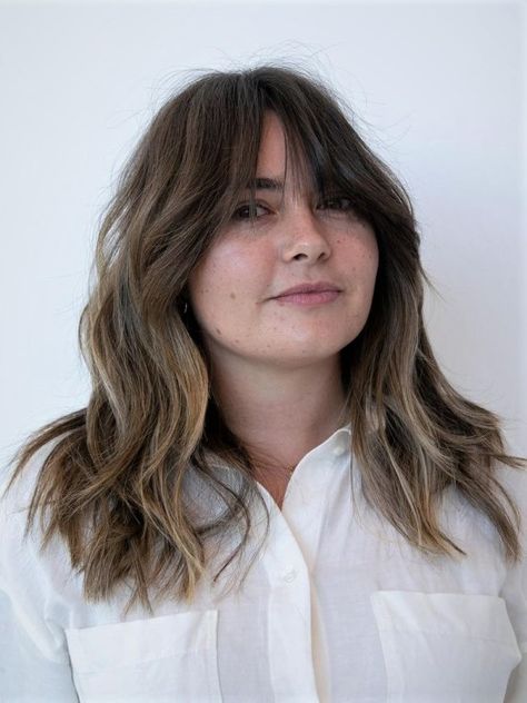 Round Face Front Bangs, Cubby Face With Bangs, Haircut For Chunky Faces, Chunky Bangs Round Face, Shaggy Bangs Round Faces, Bangs For Round Face Plus Size, Front Bangs For Round Face, Bangs Thick Hair Round Face, Shag With Bangs Round Face