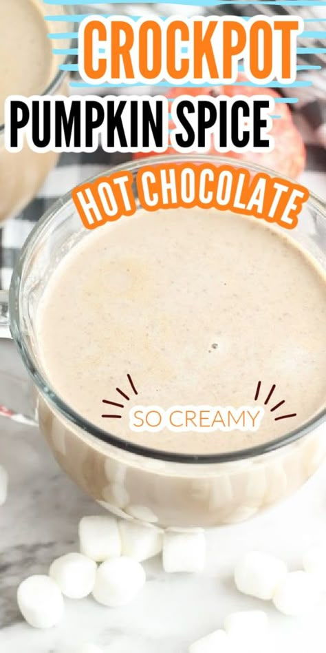 Crockpot Pumpkin Hot Chocolate, Crockpot Drink Recipes, Hot Drinks In Crockpot, Pumpkin Hot Drinks, Hot Crockpot Drinks, Warm Pumpkin Drinks, Hot Fall Beverages, Warm Drinks For Winter, Pumpkin Pie Hot Chocolate