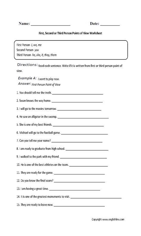 First, Second and Third Person Point of View Worksheet First Person Second Person Third Person, Point Of View Activities, Point Of View Worksheet, Third Person Point Of View, Second Person Point Of View, Point Of View 3rd Grade, First And Third Person Point Of View, Authors Point Of View 3rd Grade, Simile Worksheet