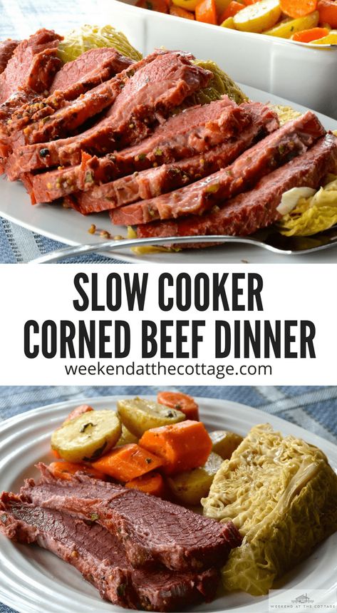 Slow Cooker Corned Beef Dinner - Weekend at the Cottage Corned Beef Dinner, Corned Beef Recipes Slow Cooker, Corned Beef Recipe, Slow Cooker Corned Beef, Corned Beef Brisket, Corned Beef Recipes, Recipes Oven, Beef Hash, Reuben Sandwich