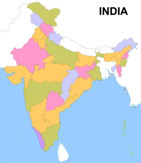 India Map Outline India Map With States, India Outline Map, Indian Map, India World Map, Nouns Activities, Map Of India, India For Kids, Physical Map, Stencil Outline