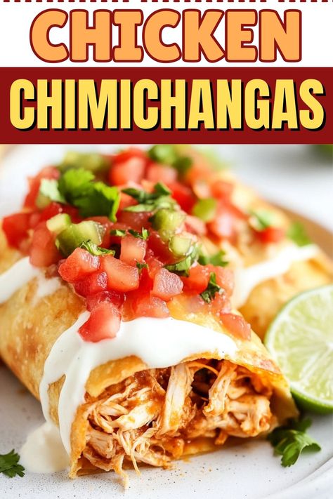 Crispy chicken chimichangas made with beans, salsa, and chilies are just as yummy as they sound. Better yet, I have an air fryer method for a healthy twist. Healthy Chimichanga Recipe, Chicken Chimichanga Recipe Baked, Air Fryer Chimichangas Chicken, Mexican Chicken Chimichanga Recipe, Chicken Chimichanga Air Fryer, Chimichangas Chicken, Air Fryer Chicken Tacos, Chicken Chimichanga Recipe Air Fryer, Chicken Chimichanga Recipe With Queso