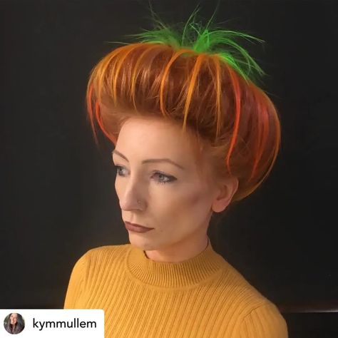 Halloween Hair Competition, Halloween Updos, Scary Hairstyles, Pumpkin Hairstyle, Halloween Hairstyles For Women, Spooky Hairstyles, Halloween Hair Styles, Fall Balayage Hair, Halloween Hair Ideas