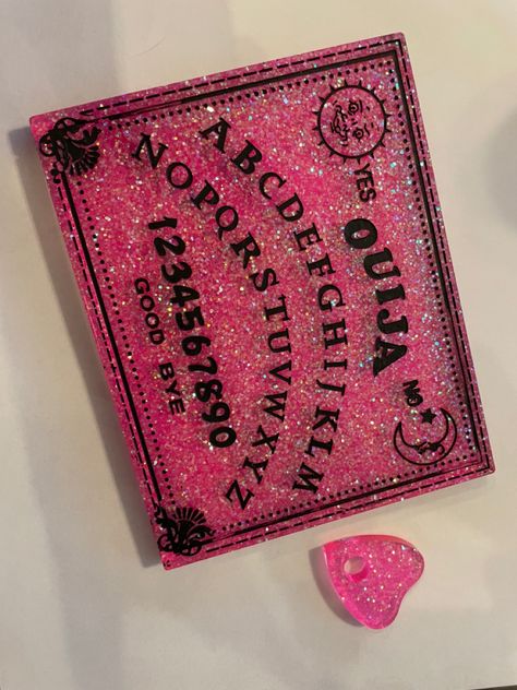 Ouija Board Diy, Pink Ouija Board, Hot Pink Glitter, Witch Shop, Scary Games, Ouija Board, Cat Cafe, Diy Arts And Crafts, Phoenix Az