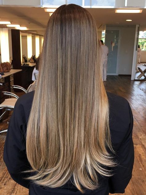 long+straight+brown+hair+with+balayage+highlights Brown Hair With Blonde Balayage Ombre, Blonde Bayalage Highlights On Brown Hair, Light Brown Ombre Hair, Balayage On Brown Hair, Light Ash Brown Hair, Balayage Straight, Balayage Straight Hair, Brown Hair Shades, Brunette Balayage Hair