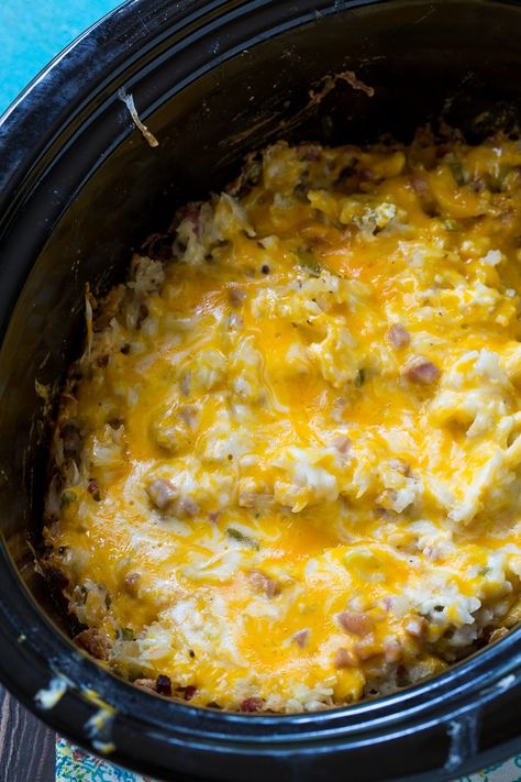 Slow Cooker Ham and Cheese Crock Pot Casserole Breakfast Casserole With Hashbrowns Ham, Ham And Hashbrown Casserole, Casserole With Hashbrowns, Breakfast Casserole With Hashbrowns, Chili Taco, Crock Pot Breakfast, Turkey Chili Recipe Crockpot, Turkey Chili Recipe Easy, Slow Cooker Turkey Chili