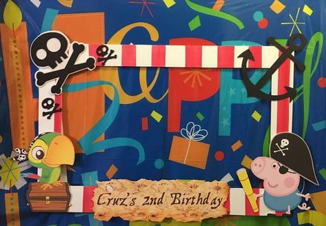 george pirate pig birthday  party photo booth frame Pirate Photo Booth, Birthday Party Photo Booth, Pirate Photo, Bird Birthday Parties, Dr Seuss Birthday Party, Peppa Pig Birthday Party, Pig Birthday Party, Pirate Theme Party, Preschool Resources