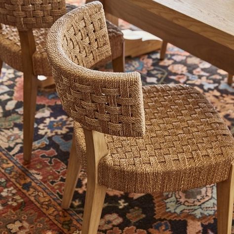 Dining Room Chairs | Formal Dining Chairs | Williams Sonoma Formal Dining Chairs, Cane Chair, Honey Oak, Chair Wood, Dining Chair Design, Williams Sonoma Home, Library Design, Rattan Chair, Solid Red