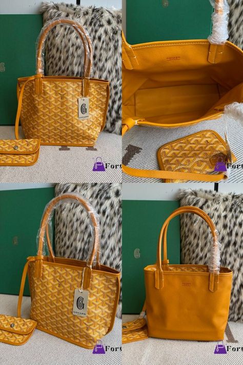 Goyard Mini Tote Bag Yellow Goyard Mini Tote Outfit, Small Goyard Tote, Yellow Goyard, Goyard Tote Pm Vs Gm, Goyard Mini Anjou Green, Goyard Anjou Mini Yellow, My Yellow, Tote Outfit, Jelly Nails