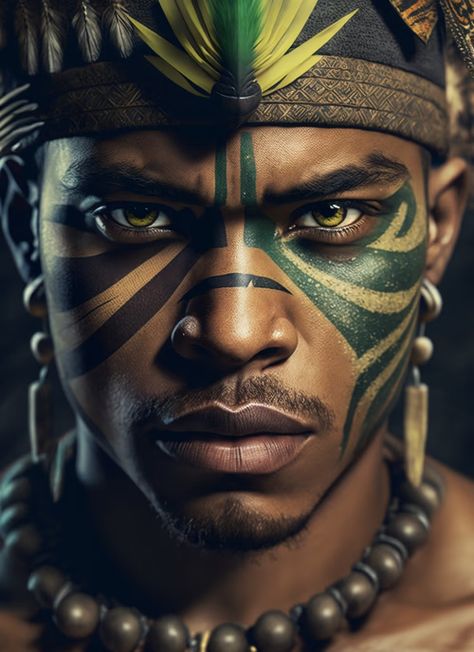 African Warrior Face Paint, African Face Paint, Warrior Makeup, Dark Complexion, African Art Paintings, Male Makeup, Inventors, Cyberpunk Art, Afro Art