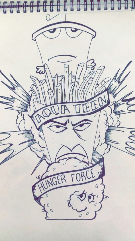 Aqua teen hunger force. #aquateenhungerforce #art #drawing #micron #copic #doodle High Spongebob Tattoos, Cool Art Projects For Teens, Aqua Teen Hunger Force Tattoo, Dope Sketches, Carl Aqua Teen Hunger Force, Aqua Team Hunger Force, Master Shake, Cartoon Tshirt, Aqua Teen Hunger Force