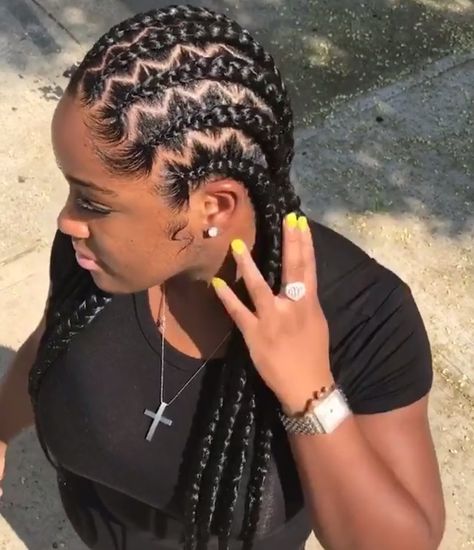 Cornrows With Zigzag Parts, Zigzag Cornrows Braid Hairstyles, Zigzag Cornrows Braids For Black Women, Cornrows Zigzag, Zig Zag Cornrows Braids, Zigzag Cornrows, Iverson Braids, New Natural Hairstyles, Tan Skin Blonde Hair