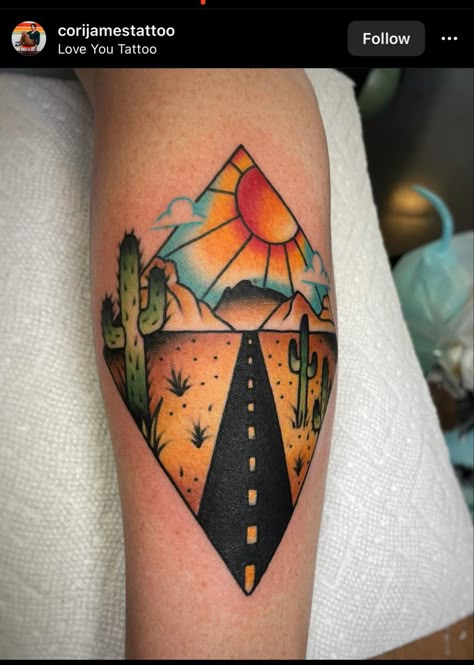 Joshua Tree Desert Tattoo, Arizona Themed Tattoos, 4x4 Tattoo, Arizona Tattoo Ideas, Houston Texas Tattoos, Joshua Tree Tattoo, Az Tattoo, New Mexico Tattoo, Adoption Tattoo