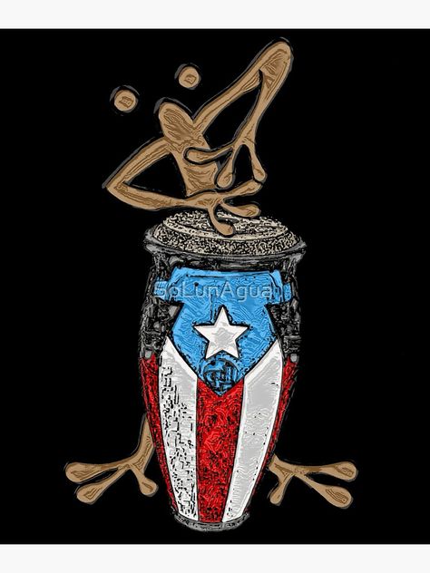 "Coquí Taíno playing the Puerto Rican Flag Conga" Canvas Print by liamaris | Redbubble Puerto Rican Artwork Art, Boricua Art, Man Cave Paintings, Puerto Rican Power, Puerto Rican Art, Puerto Rican Artwork, Coqui Taino, Puerto Rico Art, Puerto Rican Flag