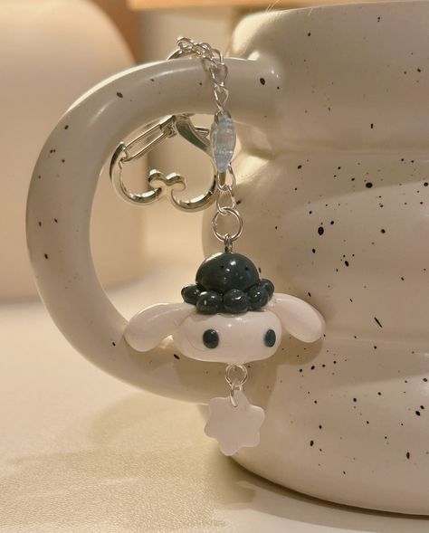 Cinnamoroll keychains!! #claypottery #beadjewlery #beadjewellery #ceramics #claysculptures #diykeychains #sculpeyclay #sculpey #miffy #sanrio #cinnamoroll Cinnamoroll Keychain, Sanrio Cinnamoroll, Sculpture Art Clay, Sculpey Clay, Beaded Jewlery, August 12, Art Clay, Diy Clay Crafts, Clay Charms