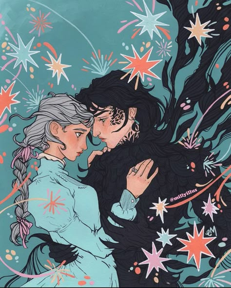 Howl In The Book, Howl Sophie Fanart, Sophie Howls Moving Castle Fan Art, Gouache Art Anime, Cute Ghibli Art, Howl’s Moving Castle Fanart, Howl Eating Star, Studio Ghibli Howls Moving Castle Art, Studio Ghibli Inspired Art