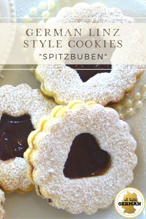 Christmas Cookies Jam, Quick Christmas Cookie Recipe, Raspberry Linzer Cookies, Linzer Tart, German Christmas Traditions, Linzer Cookies Recipe, German Christmas Cookies, German Cookies, Christmas Cookie Recipe