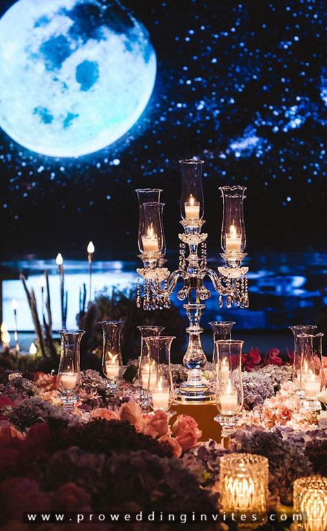 Night Wedding Theme, Starry Night Wedding Theme, Celestial Wedding Theme, Ballroom Wedding Reception, Galaxy Wedding, Opulent Wedding, Starry Night Wedding, Romantic Theme Wedding, Theme Inspiration