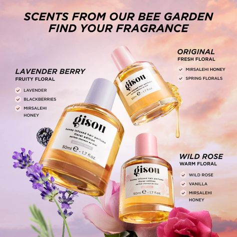 Perfume Gisou, Gisou Sephora, Gisou Hair Perfume, Berry Hair, Gisou Hair, Vanilla Perfume, Lavender Hair, Bee Garden, Honey Hair