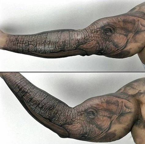 Best 3d Tattoos, 3d Elephant, Elephant Tattoo Design, Tattoos For Women Half Sleeve, Geniale Tattoos, Elephant Tattoo, 3d Tattoos, 3d Tattoo, Elephant Tattoos