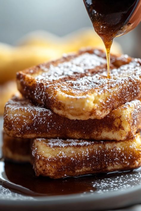 Churro French Toast Best Ever French Toast, French Toast With Cinnamon, Mexican Chocolate Sauce, Churro French Toast, Best Freeze Dried Food, Saturday Breakfast, Classic French Toast, Cinnamon Swirl Bread, French Toast Sticks