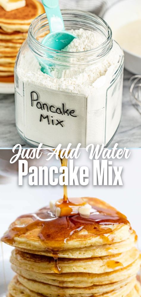 Easy Pancake Mix (Just add water!) Homemade Pancake Mix Recipe No Egg, Pancake Mix Recipe Without Eggs, Kodiak Pancake Mix Copycat, Homemade Pancake Batter Easy, Home Made Pancake Mix Easy Small Batch, Simple Pancake Mix Recipes, Pre Made Pancake Mix Recipe, Make Ahead Pancake Mix Recipe, Homemade Pancakes Healthy