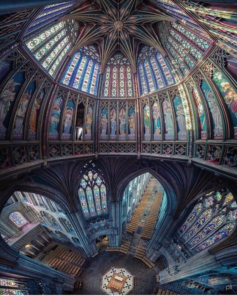 Ely Cathedral, England 🇬🇧 The breathtaking view of the Octagon Tower and intricate stained glass windows inside Ely Cathedral, a masterpiece of Gothic architecture in Cambridgeshire, England. Stained Glass Cathedral, Change Your Energy, Glass Cathedral, Ely Cathedral, What Is Meditation, Cathedral Architecture, Uk Photos, Gothic Architecture, Ely