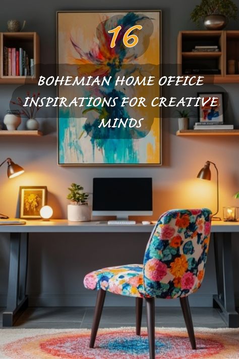 Step into a world of creativity with my favorite bohemian home office inspirations! 🌼 This vibrant space is a haven for imaginative minds, featuring a stunning floral chair and lively artwork that sparks joy and inspiration. Whether you're working from home or looking for a cozy corner to unleash your creativity, this setup blends comfort and style perfectly. Let's transform our workspace into a beautiful escape! Quirky Home Office, Bright Office Decor, Bohemian Home Office, Hollywood Regency Bedroom, Bohemian Ideas, Bright Office, Floral Chair, Home Office Ideas, Boost Creativity