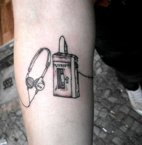 A sketchy Walkman Walkman Tattoo, Avengers Tattoo, Deathly Hallows Tattoo, I Tattoo, Triangle Tattoo, Tatting, Tattoo Ideas, Piercings, Tattoos