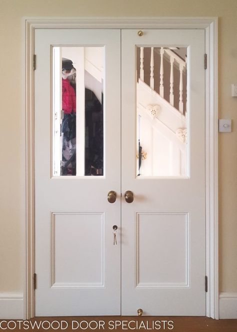 Three Panel Shaker Interior Doors, Edwardian Room, Gate Lodge, Victorian Internal Doors, Shaker Interior Doors, Room Dividing, Wooden Glass Door, Victorian Doors, Internal Double Doors