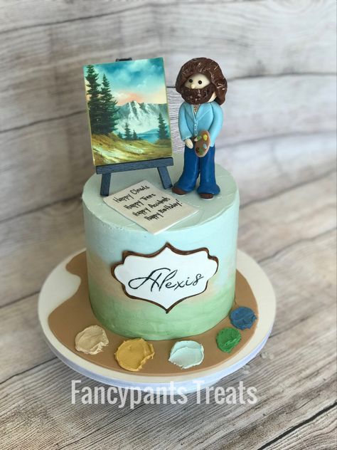 Bob Ross Cake, Bob Ross Paintings, Bob Ross, Fancy Pants, Cake Art, Bday Party, Birthday Cakes, First Birthdays, Birthday Cake