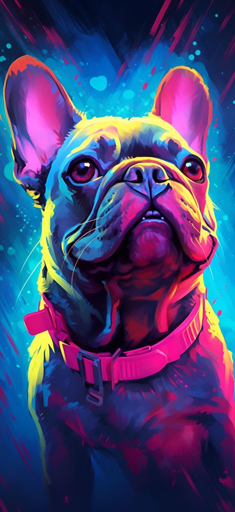 Frenchie Wallpaper, French Bulldog Wallpaper, French Bulldog Cartoon, Bulldog Wallpaper, French Bulldog Painting, Art Punk, Black French Bulldogs, French Bulldog Art, Art Aesthetics